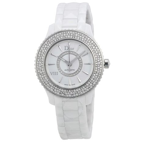 dior viii white ceramic watch|Dior VIII Diamond Silver Dial White Ceramic Ladies .